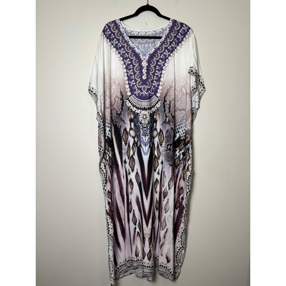Womens Glamorous‎ Kaftan Dress One Size Animal Print Boho Resort Swim Cover-Up
